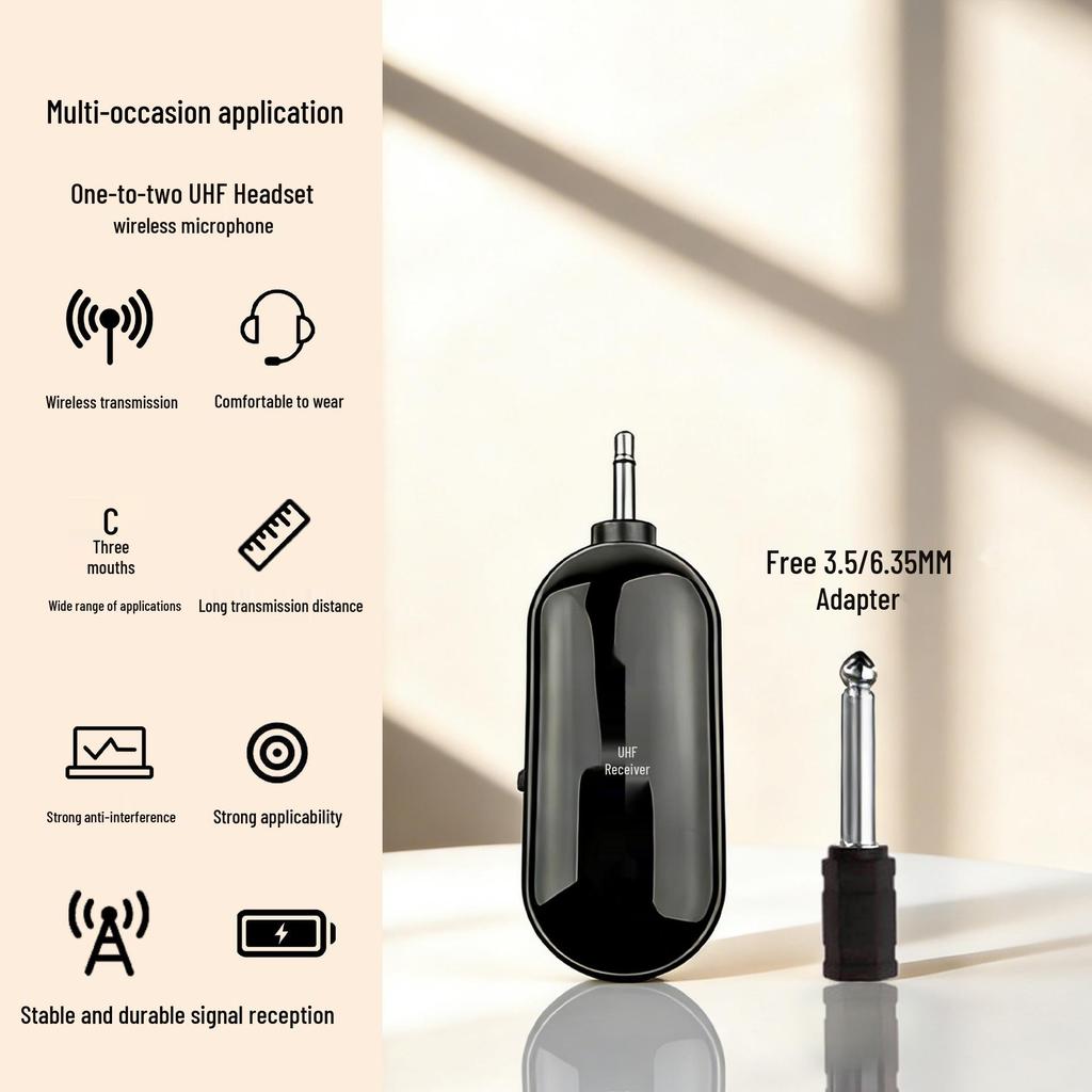 UHF Dual Wireless Lavalier & Headset Microphone for Teachers and Outdoor Performances