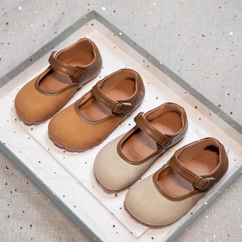 Girls Leather Shoes for Party Wedding Kids Flats Shallow Moccasins Shoes Soft Sole Children Retro Style Mary Janes Shoe 2024 New