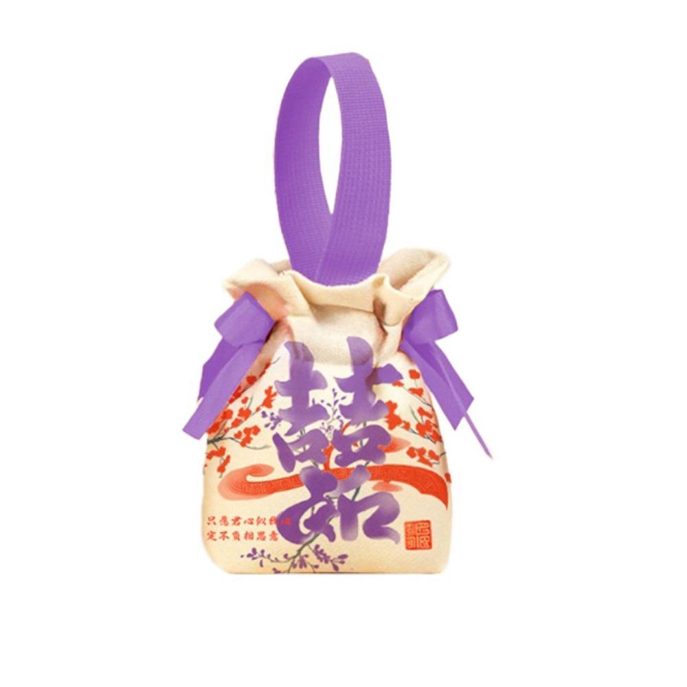 Свадебный мешочек для конфет с бантом Холщовая сумка в китайском стиле Милая маленькая сумочка на запястье Вечеринка