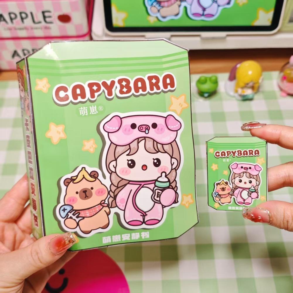 Educational Capybala Quiet Book Early Learning 3D Sticker Book Activity DIY Pinch Toy Book Girls