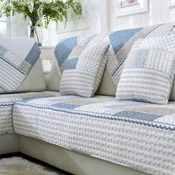 Sofa Covers Living Room Plaid Stripe Sofa Towel Couch Cover Cotton Non-slip Sofa Slipcover Modern Minimalist Corner Seat Cover