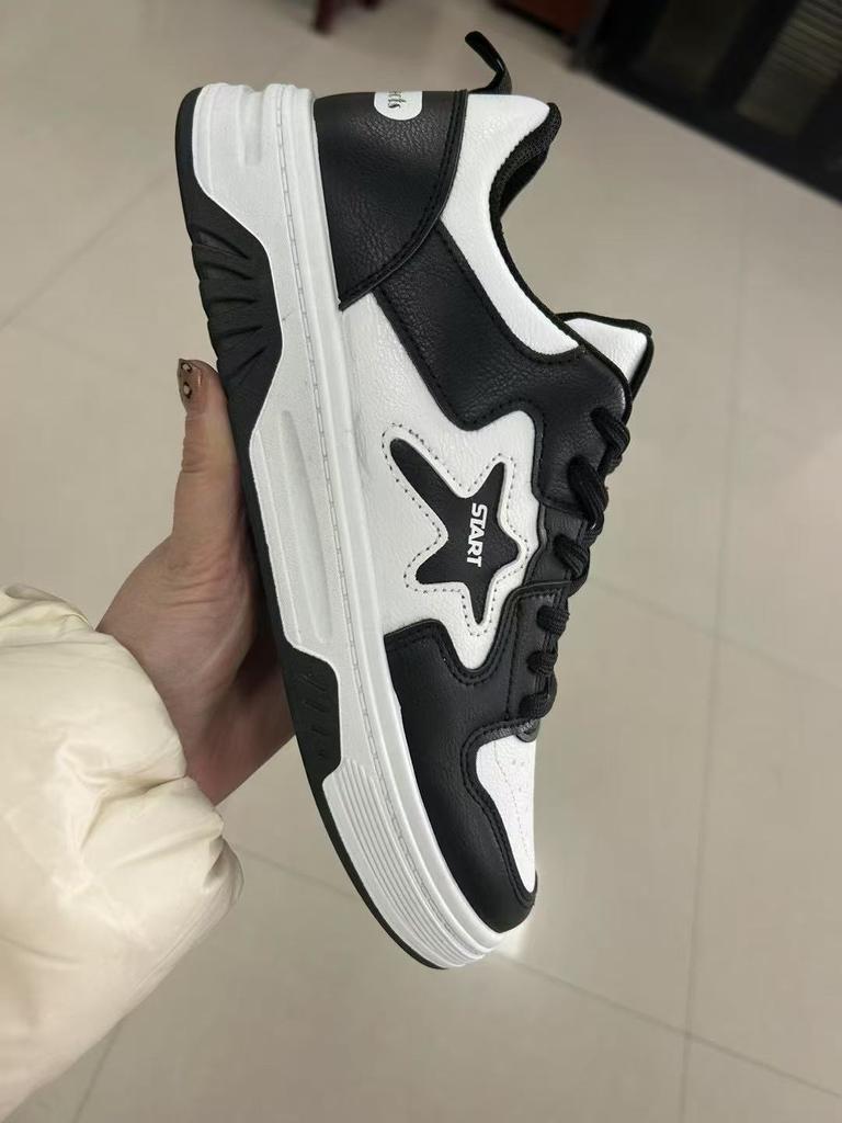 Men's shoes spring 2025 new soft-soled heightening board shoes versatile senior sense youth sports leather surface casual trendy shoes