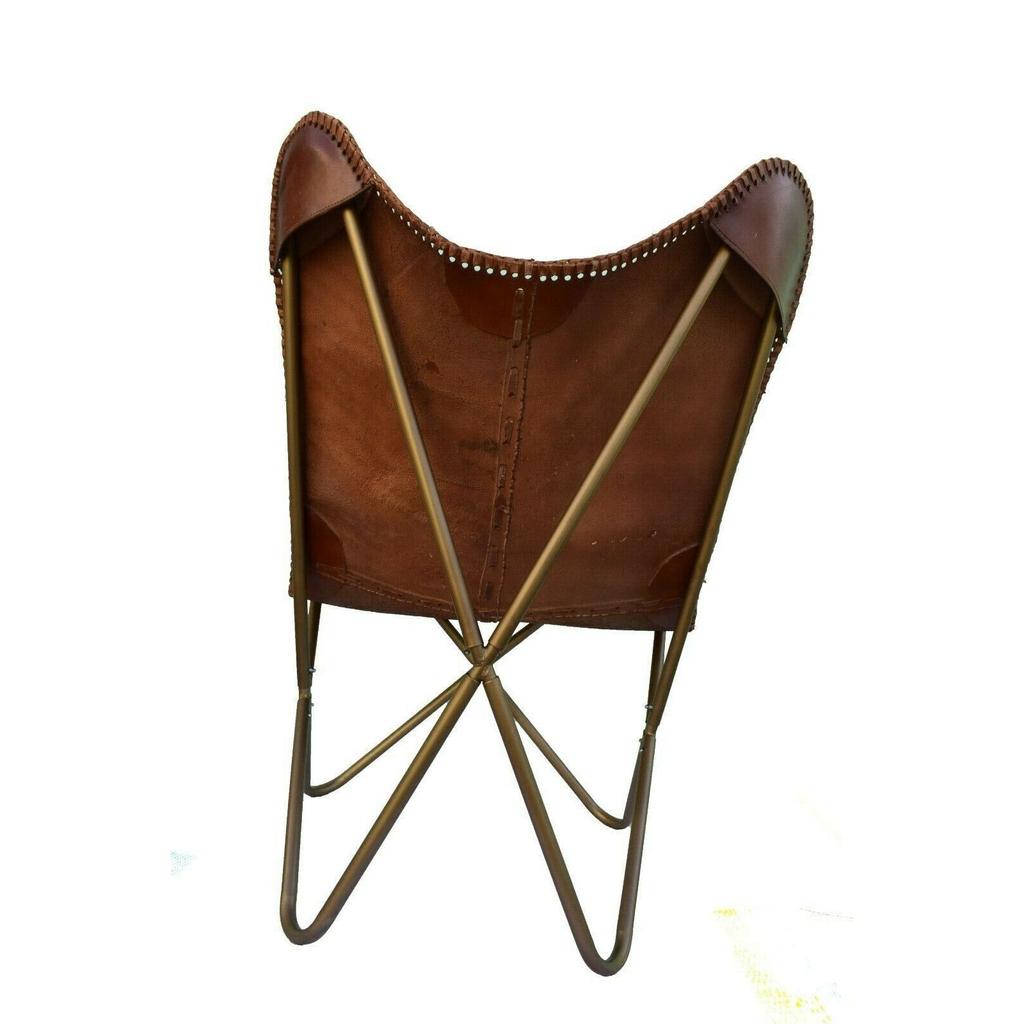 Living Room Leather Butterfly Chair Handmade Genuine Arm Butterfly Chair