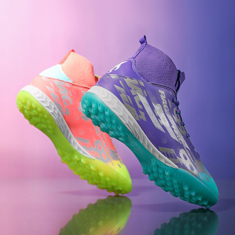 Футбольные бутсы мужские высокие шипы тренировочные для школьников длинные шипы молодежные искусственная трава детские тренировочные