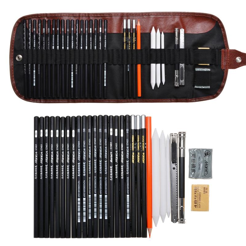Набор из 30 предметов для начинающих, угольный карандаш, художественная живопись, эскиз, набор канцелярских принадлежностей