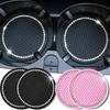 1pc Car Non-slip Water Cup Pad Diamond Rhinestone Bling Decoration Auto Interior Cup Bottle Anti-skid Rubber Mat Car Accessories ARI