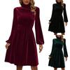 Женское осеннее и зимнее повседневное модное бархатное платье с высокой талией и длинными рукавами