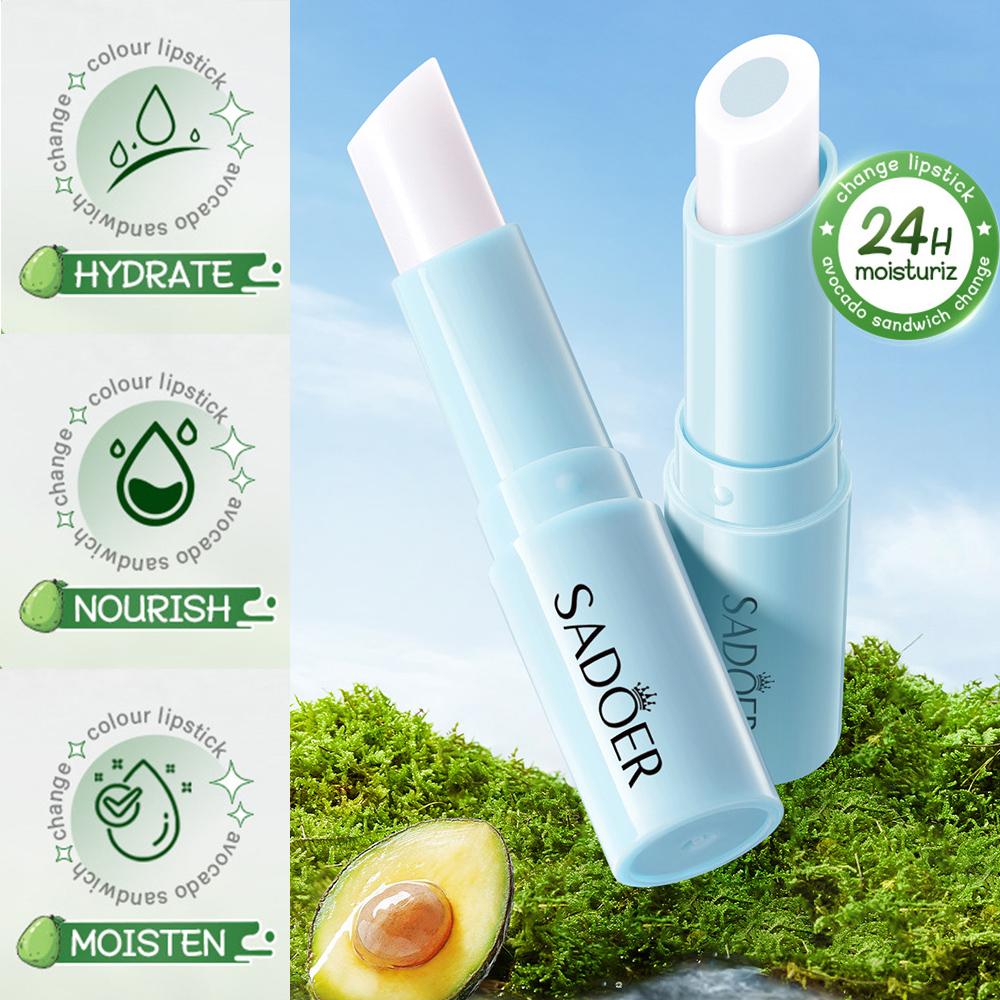 Avocado Hydrating Color-Changing Lip Balm - Moisturizing & Nourishing, Long-Lasting Shine Finish, Suitable for All Skin Types, 2.5g