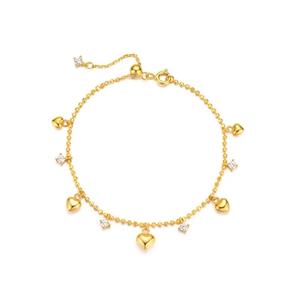 Zinc Zinc Alloy Heart Bracelet Bead Charm Hand Chain Sweet Gold Bracelet Bridal Party