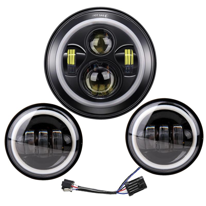 Для мотоцикла Harley Davidson Electra Glide Softail Fat Boy Touring 7-дюймовая мотоциклетная светодиодная фара с 4,5-дюймовыми противотуманными фарами