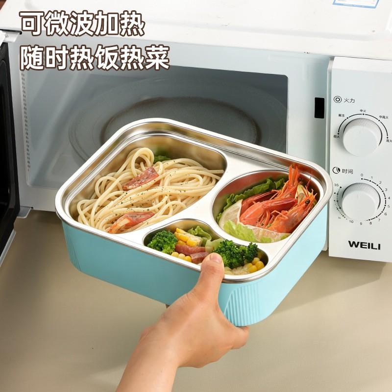 Stainless Steel Lunch Box With Leakproof Compartment Design Students Office Workers Food Grade Silicone Lid Insulated