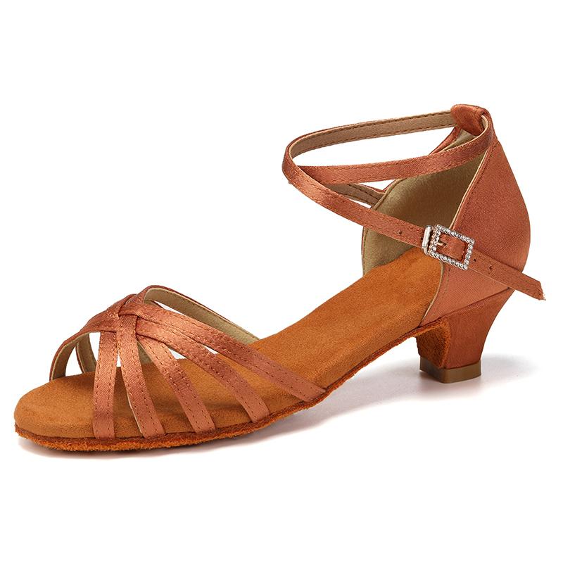 Детские туфли для латиноамериканских танцев для девочек, низкий каблук, женские бальные туфли для танго, сандалии, каблук 4 см
