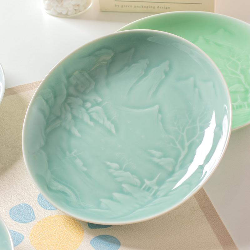 Креативная рельефная однотонная керамическая тарелка, изысканные обеденные тарелки в китайском стиле, круглая салатная тарелка для элитного ресторана отеля