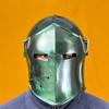 Green Barbuta Helmet Medieval Knight Armor 18g Mild Steel LARP Cosplay Warrior Helmet Visored for Halloween Collectors