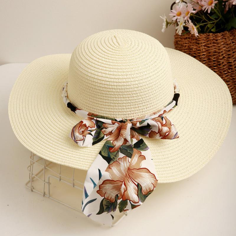 Seaside Resort Straw Hat Women's Big Brim Sun Protection Hat Foldable Bow Beach Hat UV Protection Hat Versatile Versatile