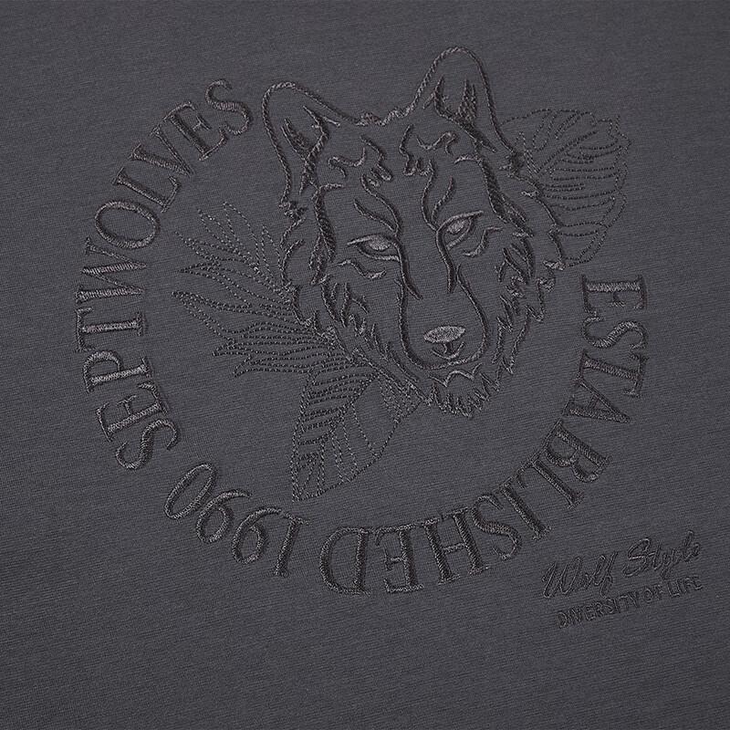Septwolves Men's Cool-Feel Antibacterial Embroidered Crew Neck T-Shirt