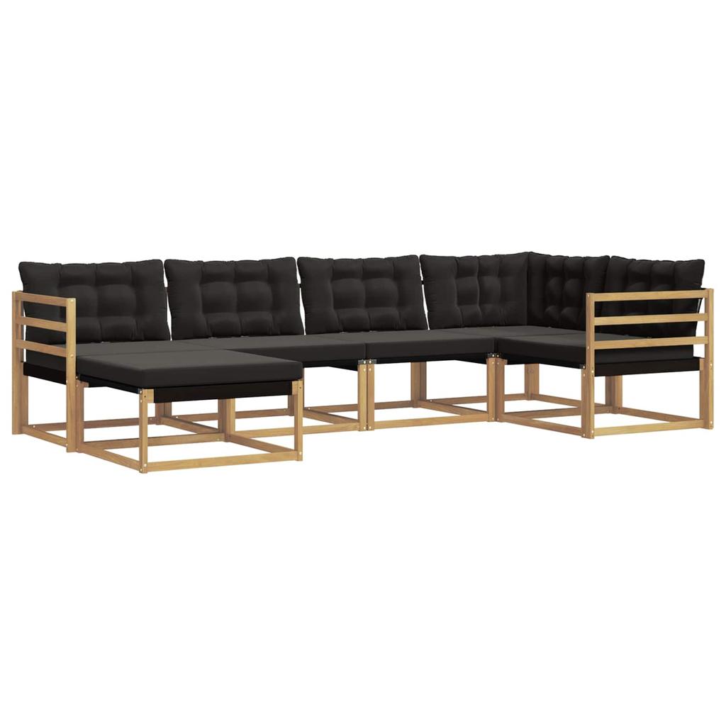 Outdoor Sofa Set with Cushions 6 pcs White and Black