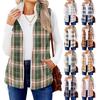 Women's Checked Print Fashionable And Warm Fleece Cardigan Vest Jacket