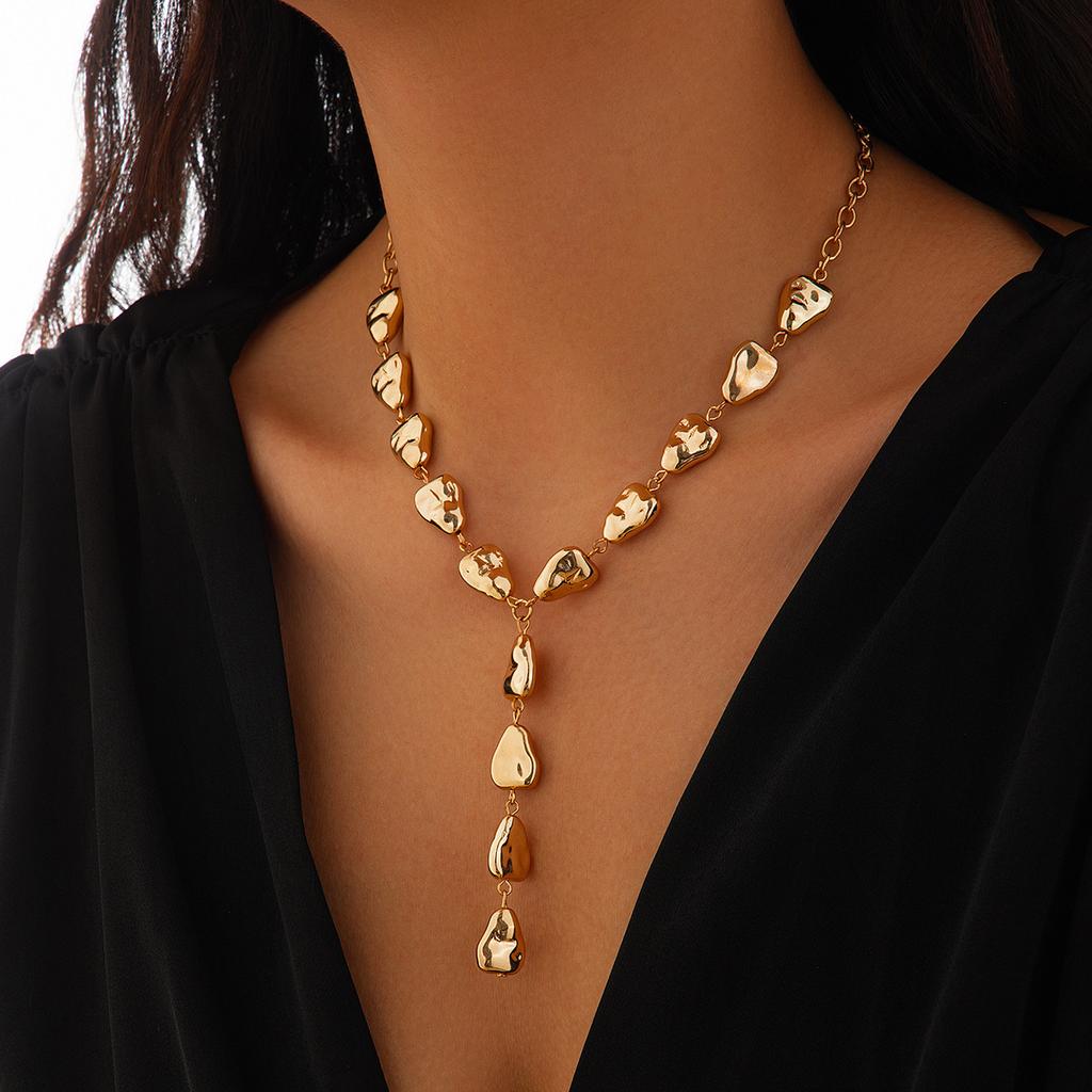 Irregular Baroque CCB Beaded Y-shaped Clavicle Chains Women Necklace Water Drop Beads Pendant Necklace for Girls Fashion Jewelry
