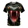Summer Animal Snake Head Round Neck T-shirt 3D Digital Print Top Loose Casual Men's Short Sleeve Tee Shirts