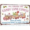 Welcome Aboard Candy Gingerbread Express Metal Tin Label Christmas Sign Vintage Poster Kitchen Cafe Bar Home Christmas Wall