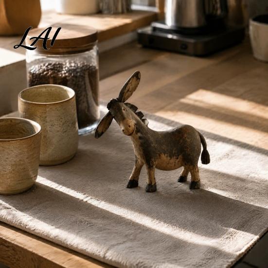 Resin Animal Sculpture Vintage Donkey Sculpture Rustic Farmhouse Figurine Tabletop Ornament Traditional Home Embellishments for Shelf Mantel