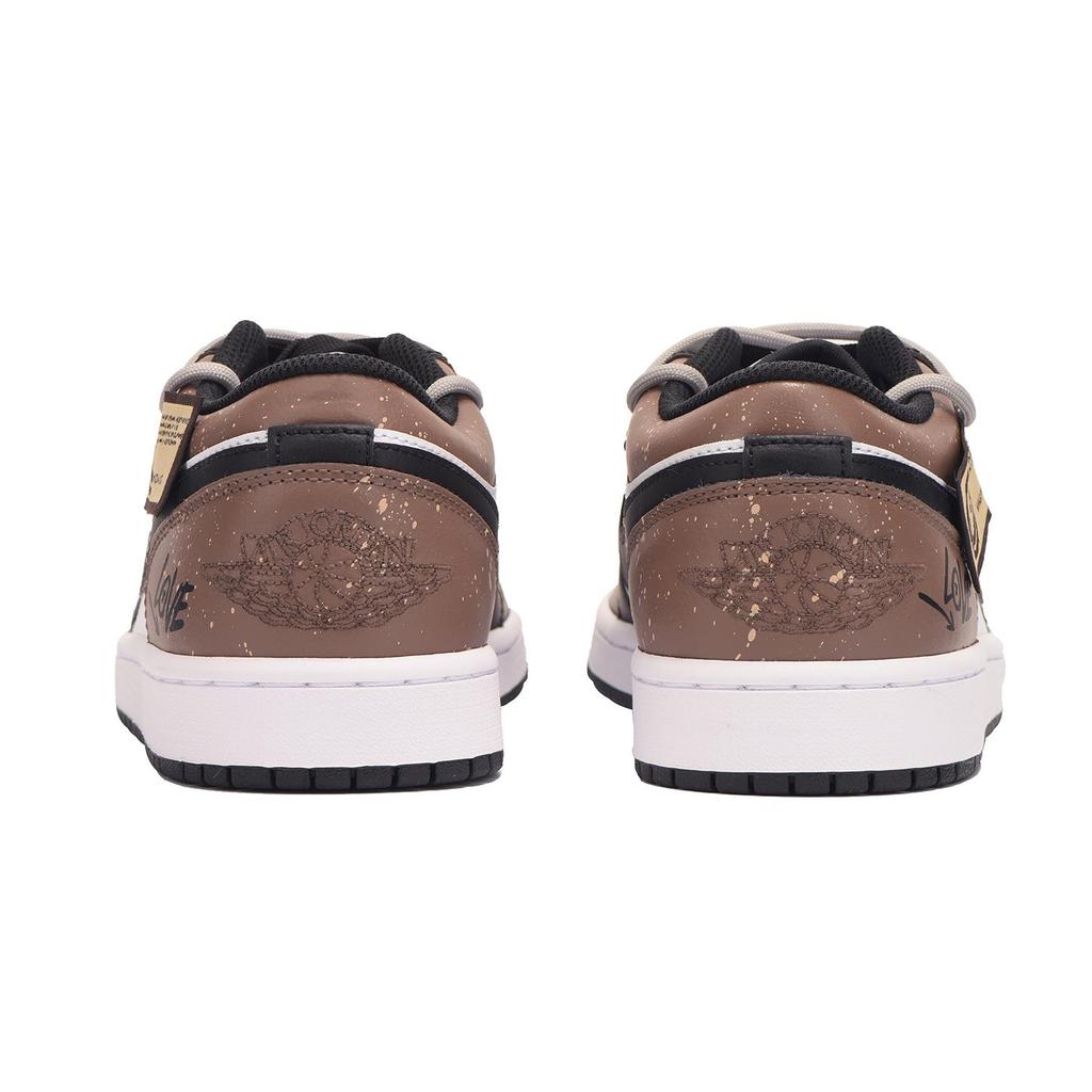 Jordan Air Jordan 1 Низкие кроссовки с противоскользящим покрытием Винтажные баскетбольные кроссовки Мужские Черный Коричневый 553558-132(Команда-)