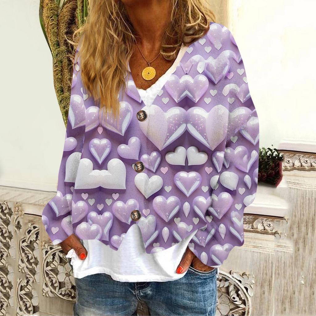 Женская модная короткая куртка, повседневная, с длинными рукавами, с принтом ко Дню святого Валентина, однобортный плюшевый топ