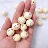 New 20Pcs Smiling Wooden Round Expression Pine Beads For Jewelry Making DIY Creative Bracelet, Necklace Handmade