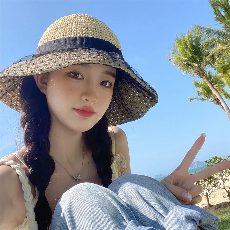 Women's Large Brim Foldable Breathable Straw Sun Hat for Summer Travel & Vacation