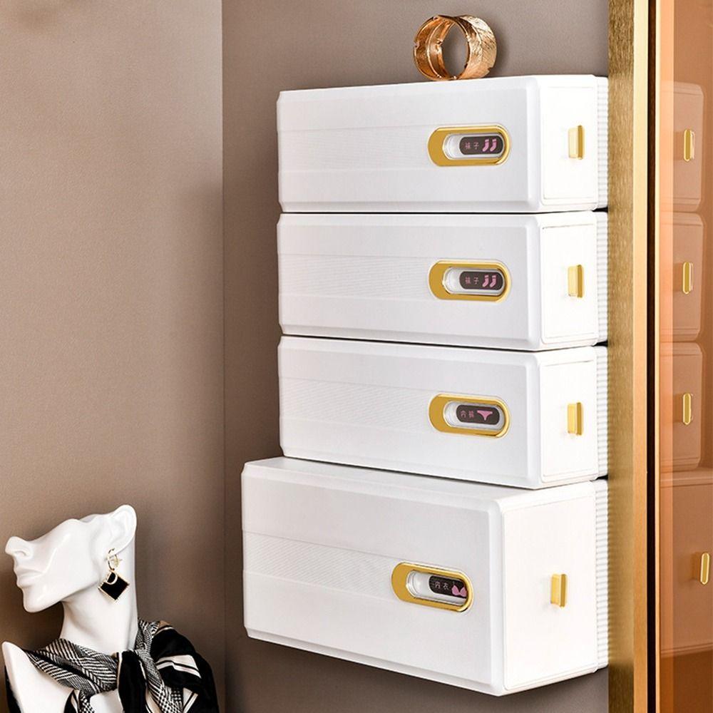 Wall Mounted Panties Socks Box Pull-out Drawer Organizer Durable Underwear Storage Box Ties