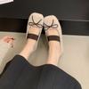 Single Shoes Female Spring and Autumn New French Retro Square Head Fluffy Shoes Ballet Fairy Style Flat Mary Jane Shoes