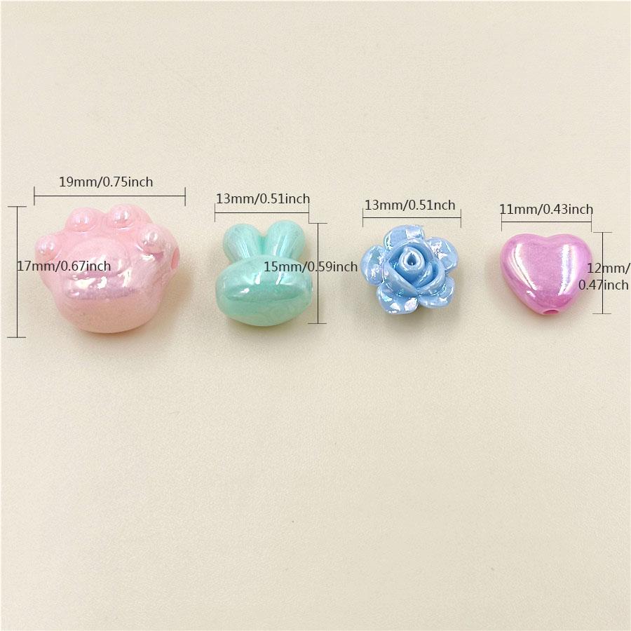 Acrylic 10pcs for Bracelet Necklace Making Materials Bowknot Handmade Beads Mixing Candy Color DIY Jewelry Accessories Pendants Flower Cat Paw