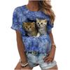 Animal Series Digital 3D Printed Men's Women's Short Sleeved T-shirt Cute Cat Round Neck Base Top