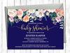 Darling Souvenir Custom Blue Floral Printed Baby Shower Invitations Boy  Girl| 10 Personalized Invites With Envelopes 5 X