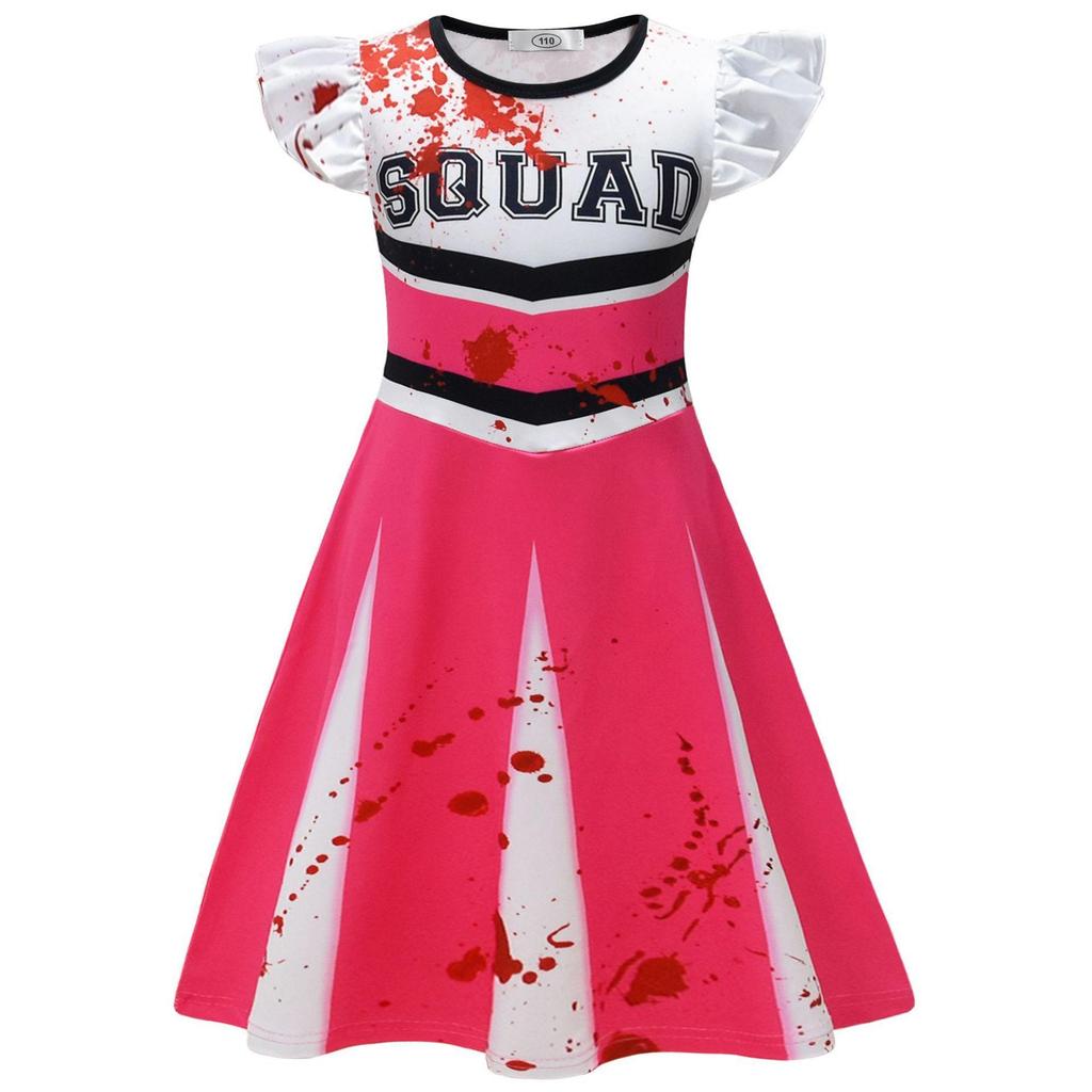 Halloween Party Cos Costume Show Clothes Children'S 3D Digital Printing Flying Sleeve Dress Straight