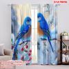 2 шт., 2D плоская печать Штора Популярные зимние синие птицы Универсальная полиэстеровая ткань (без стержня) Подарки для спальни, гостиной