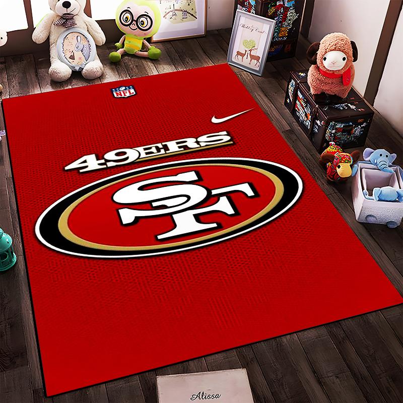 San Francisco 49ers Logo Red Rug Design. Non-slip rug suitable for living room and bedroom sofas sofas.