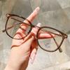 Anti-Blue Glasses Ultra-Light Pc Plus Metal With Nose Pad High Definition Myopia Glasses Tide Flat Mirror