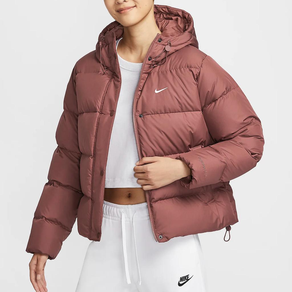 Nike Therma-Fit Sportswear Metro Loose Fit Hooded Warm Puffer Jacket Women Outerwear Red Brown FZ5929-218