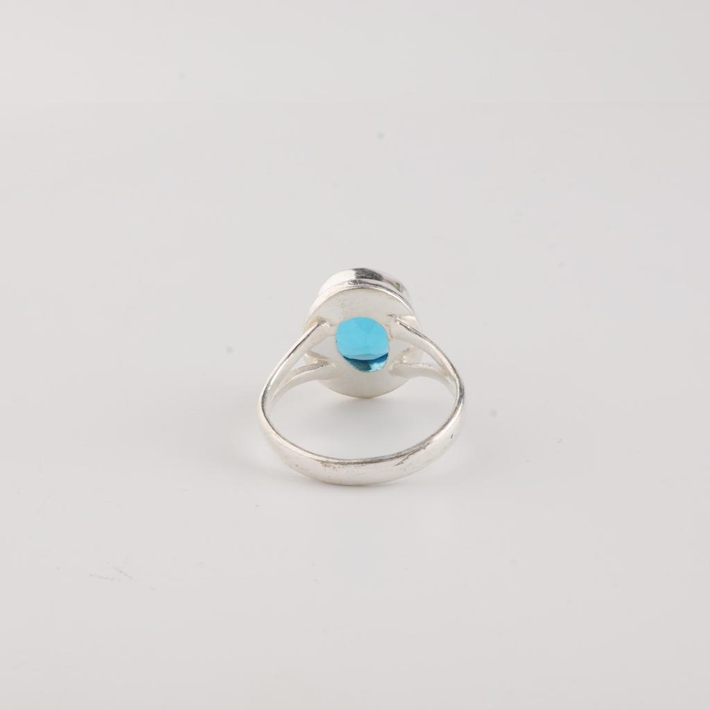 Швейцарский голубой топаз Камень 925 пробы Стерлинговое серебро Ручная работа Ювелирное изделие Дизайнерское кольцо Подарок на День святого Валентина Для нее RR-80-13