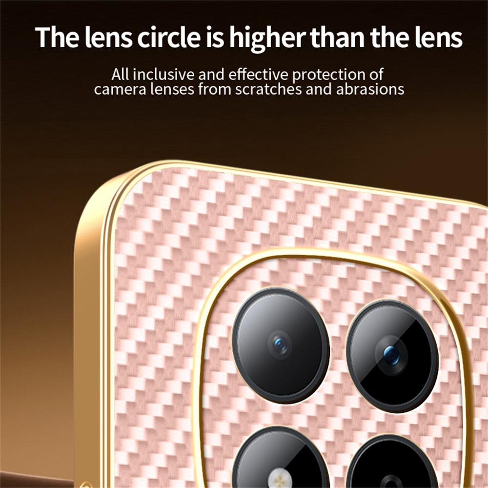 Для Xiaomi Redmi Note 15 Pro 5G (Глобальный) Чехол для телефона Текстурированный под углеволокно Гальванизированная задняя крышка из ТПУ