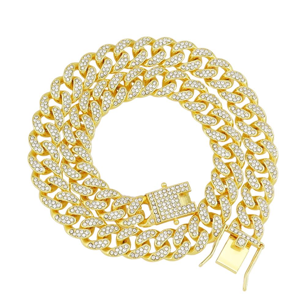 Hip-Hop Style Cuban Chain Clavicle Necklace with Diamond-Studded Butterfly Buckle – Trendy and Dazzling Personality Accessories