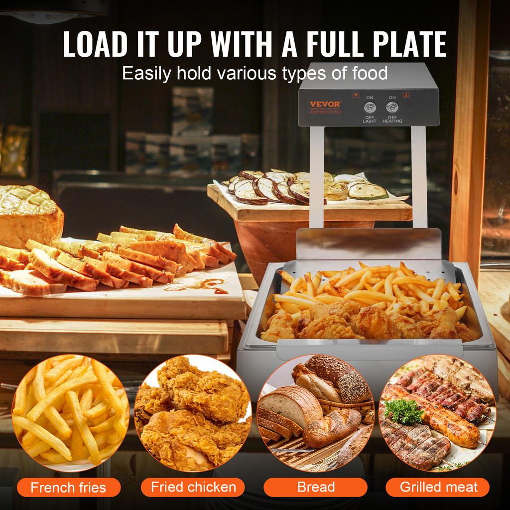 750 Вт Коммерческий подогреватель еды Настольный Кухня Ресторан 104-122°F Картофель фри Подогреватель еды Подогреватель картофеля фри