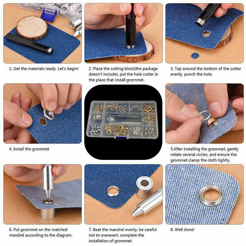 120 шт., люверсы, прочная одежда, металлические люверсы, пуговицы с инструментом для установки