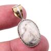 Natural Jasper Gemstone 925 Solid Sterling Silver Two Tone Pendant 1.25'' W4u49