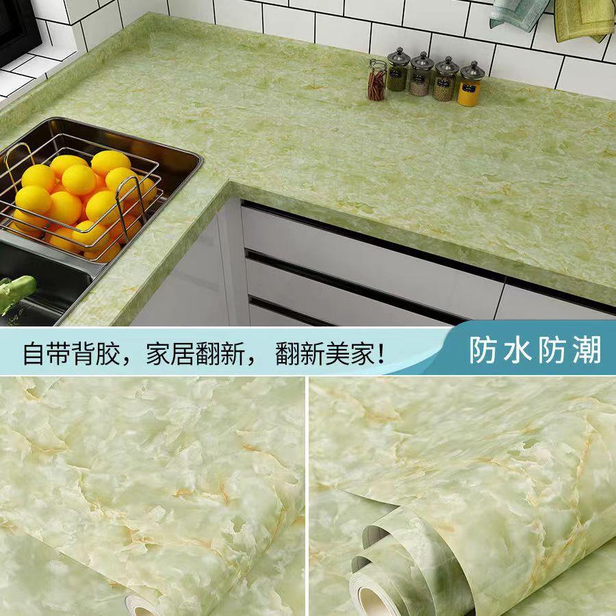 Pvc Thickened Water-Repellent And Oil-Proof Marble Wall Cover Self-Adhesive Sticker Bathroom Cabinet Cooktop Desktop Decorative Film