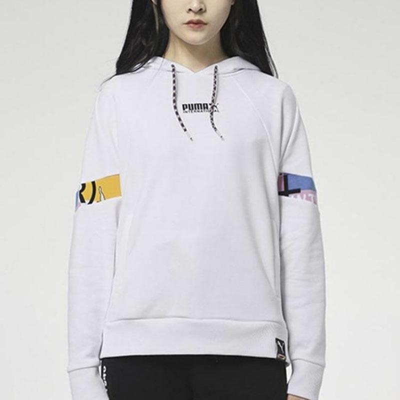 Puma Цветные блоки трикотажные толстовки с капюшоном женские топы белые 531351-02