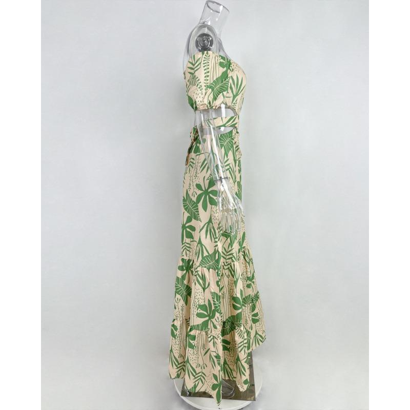 Женские темпераментные тонкие ажурные платья со шнуровкой и принтом