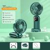 Портативный ручной вентилятор с цифровым дисплеем. Регулируемая скорость, низкий уровень шума. Складная конструкция. Охлаждающий вентилятор с батарейным питанием и основанием.